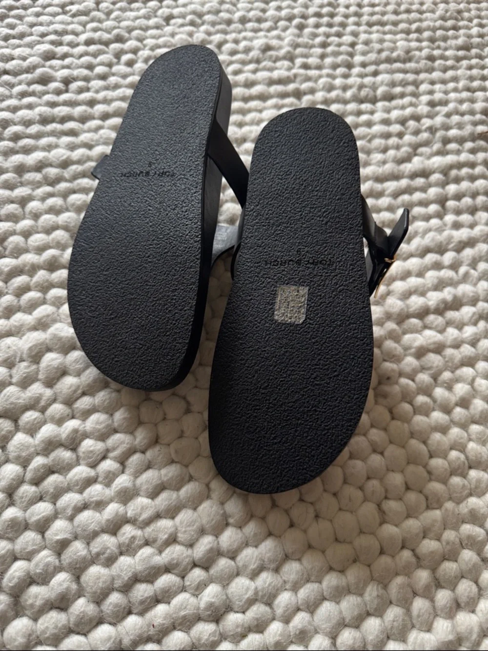 Tory Burch Mellow Thong Sandals with Gold Logo Accent - Size 9